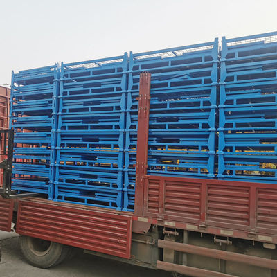 Customized Stackable Folding Steel Pallet Box Grid Material Box Industrial Storage Box  For Sale