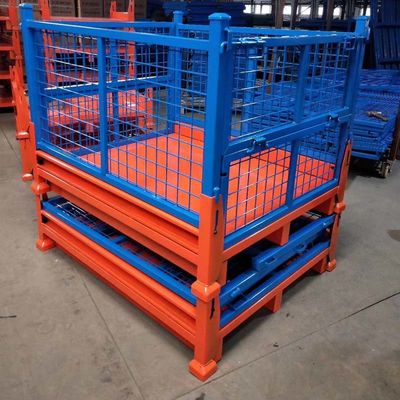 Heavy Duty Stackable Metal Pallet Cage For Warehouse Storage Mesh Bins