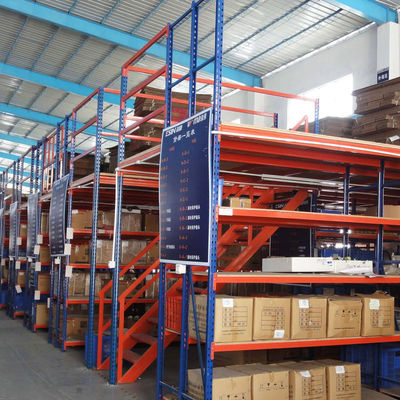Customized Steel Mezzanine Racking System For Steel Platform In Industrial Warehouse