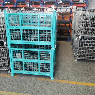 Customized Warehouse Industrial Heavy Duty Durable Metal Box Stack Collapsible  Grid Material Box