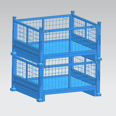 Customized  Turnover Box Foldable Steel Wire Storage Cage Metal Box  For Warehouse Storage