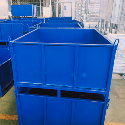 Sturdy And Durable Metal Pallet Box Steel Bulk Bins Industrial Storage Box  For Sale