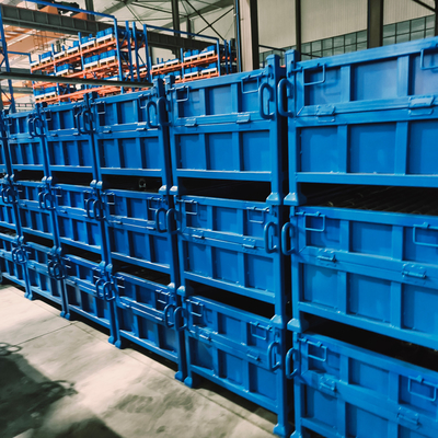 Sturdy And Durable Metal Pallet Box Steel Bulk Bins Industrial Storage Box  For Sale