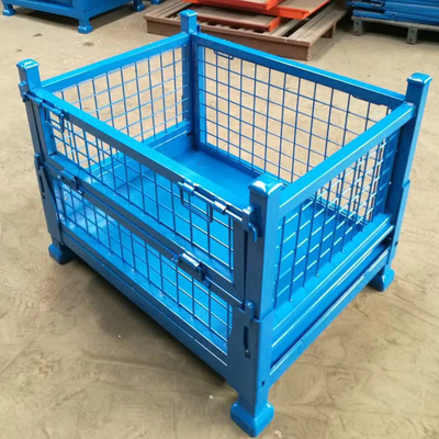 Customized Warehouse Industrial Heavy Duty Durable Metal Box Stack Collapsible  Grid Material Box