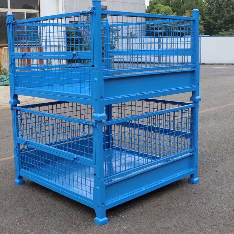 Heavy-Duty Foldable Metal Pallet Box for Industrial Storage