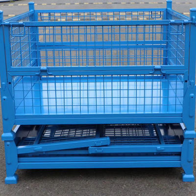 Customized Stackable Folding Steel Pallet Box Grid Material Box Industrial Storage Box  For Sale