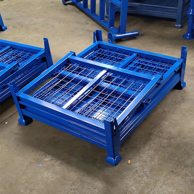 Foldable Stackable  Metal Pallet Box For Industry Parts & Warehouse Storage Wire Mesh Container
