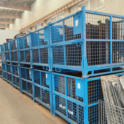 Foldable Stackable  Metal Pallet Box For Industry Parts & Warehouse Storage Wire Mesh Container