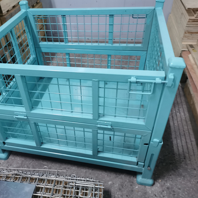Industrial Storage Cage Metal Folding Storage Box Wire Mesh Container Wholesale