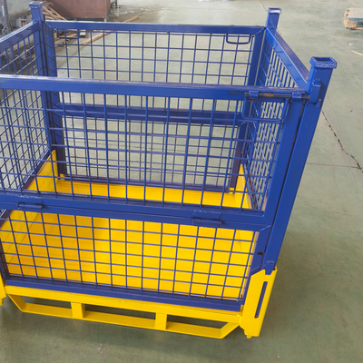 Customized Warehouse Industrial Heavy Duty Durable Metal Box Stack Collapsible  Grid Material Box