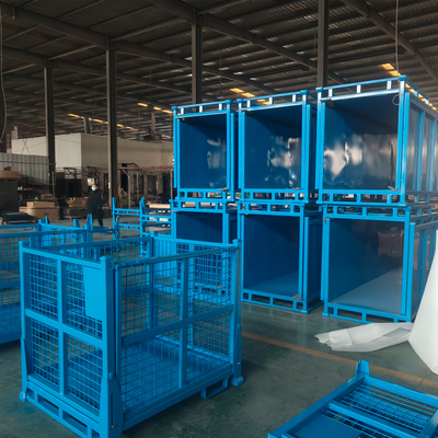 Sturdy And Durable Metal Pallet Box Steel Bulk Bins Industrial Storage Box  For Sale